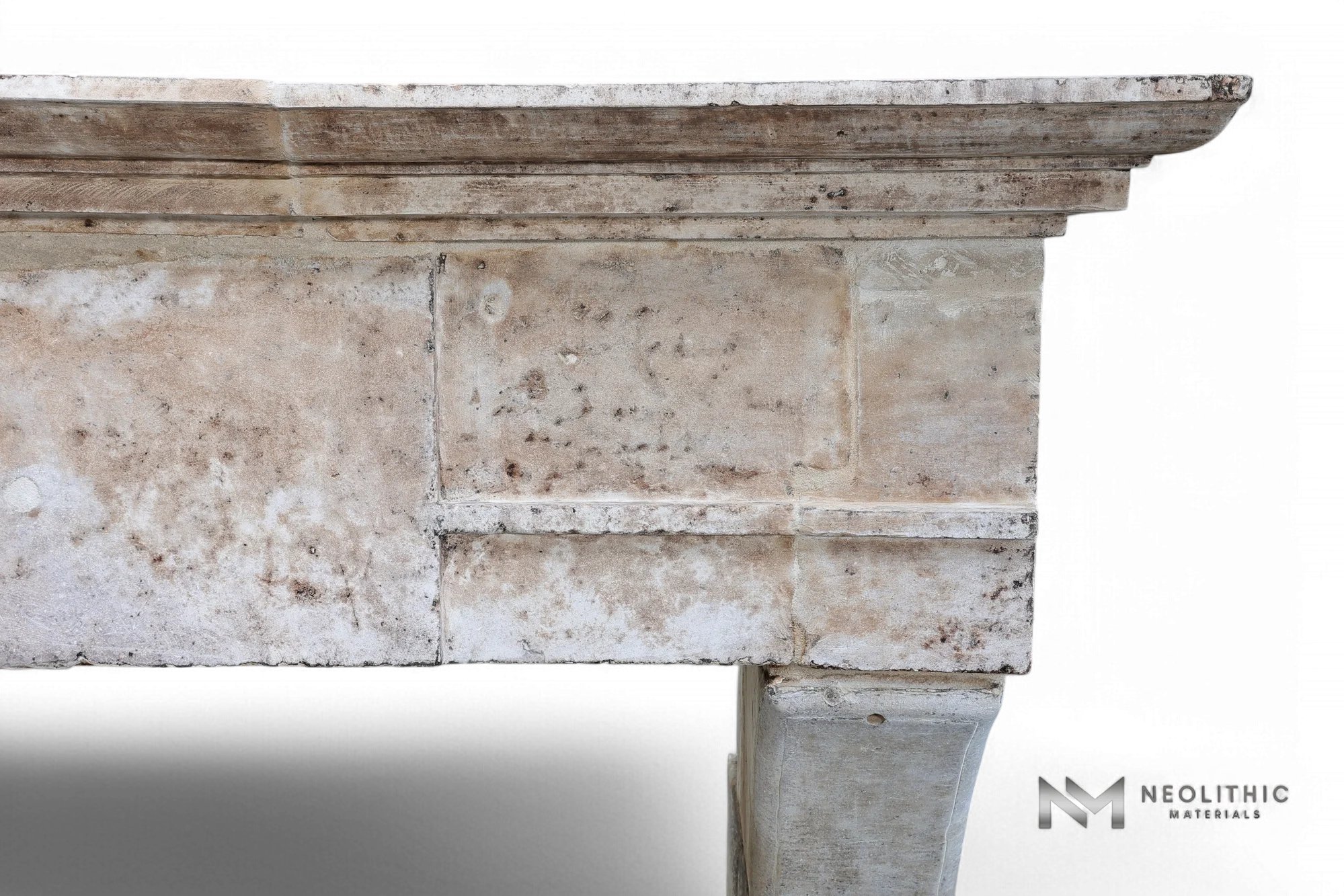 Antique Mediterranean Limestone Fireplace Mantel Louis XIII Style - Image 3